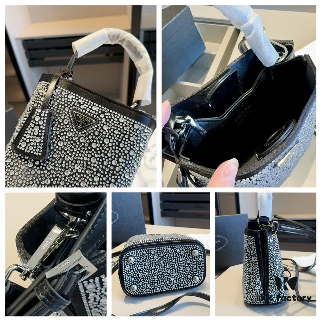 6930b7156e68136f4d9ae141 New Arrival - Upgraded Version, High-End Prada Limited Counter Bling Crystal Bucket Bag