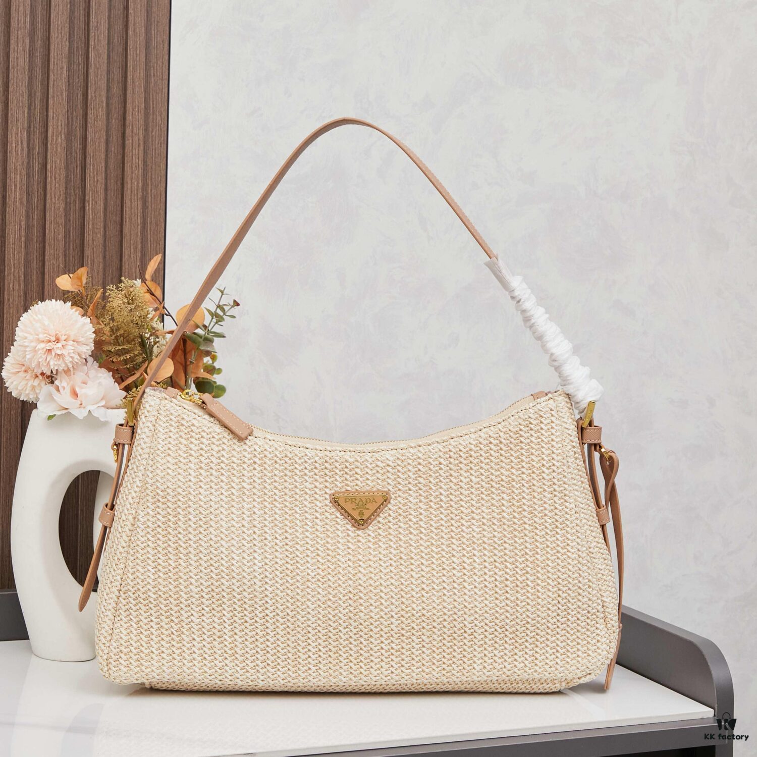 6930b7206e68136f4d9ae14f Prada Wicker Underarm Bag with Box