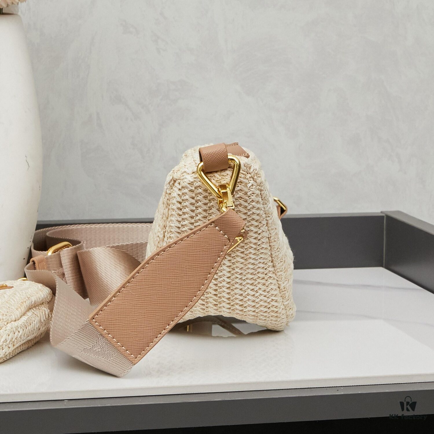 6930b7426e68136f4d9ae17f Prada Raffia Woven Triangle Bag with Box Packaging, 3D Logo, Lightweight Design, Metal Chain Included