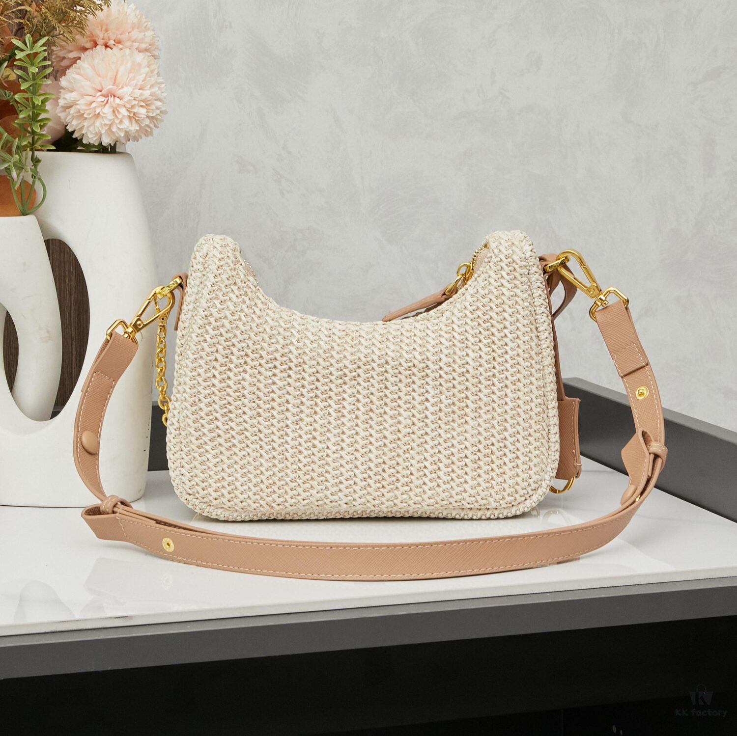 6930b7506e68136f4d9ae192 Beige Knitted Prada Underarm Handbag with Box 🎀 Love at First Sight