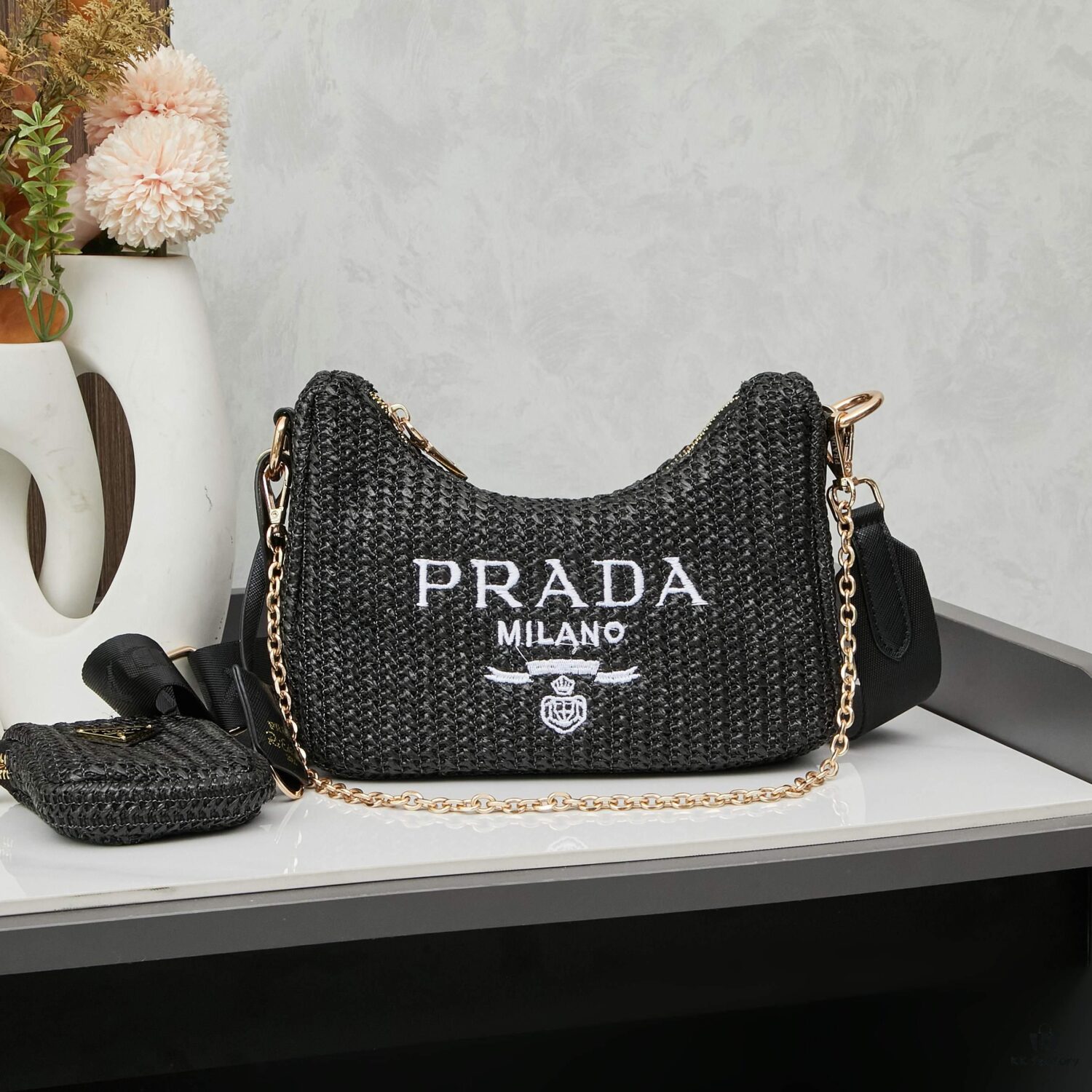 6930b75b6e68136f4d9ae1a1 Beige Knitted Prada 3-in-1 Bag 🎀 Adorable Design with Box
