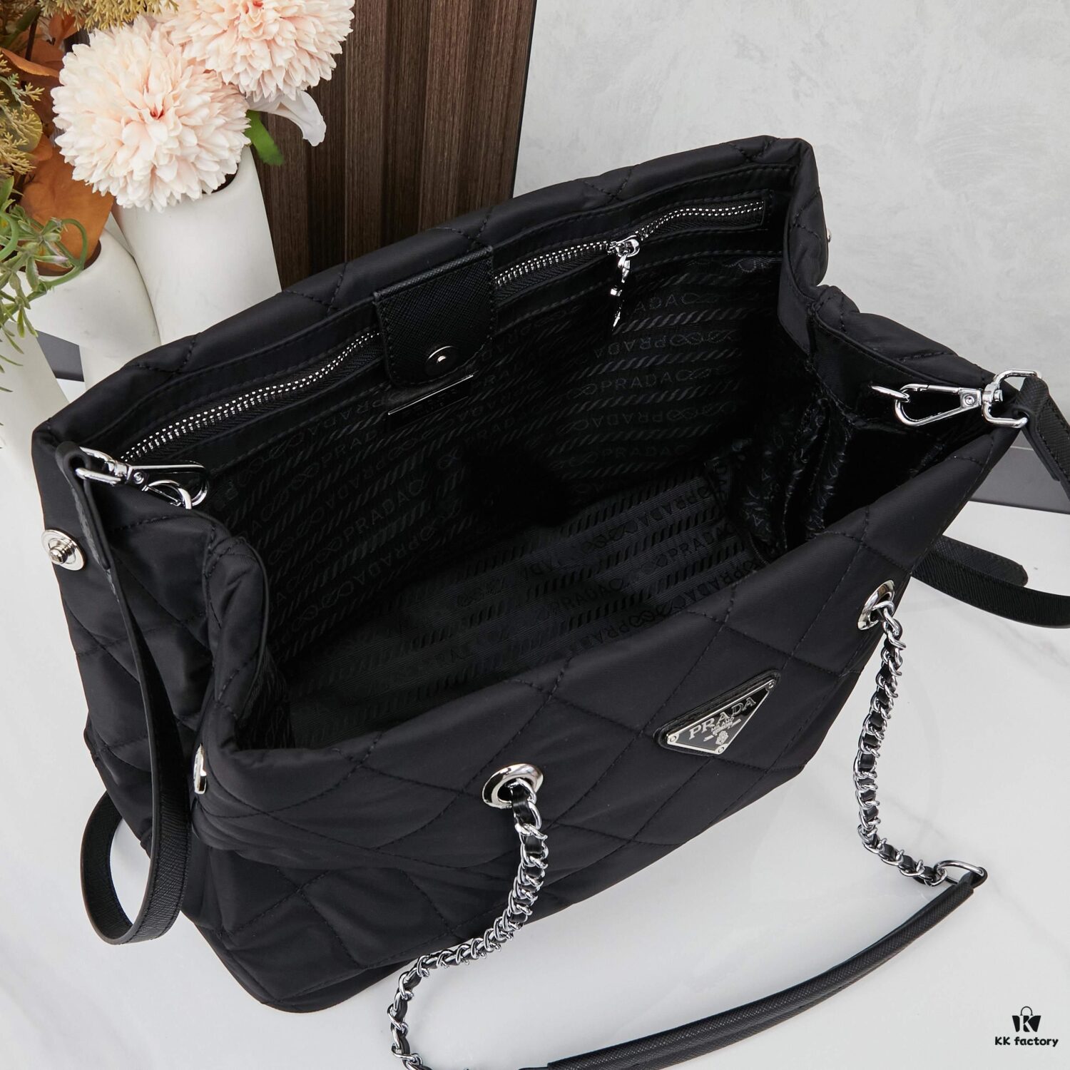 6930b76a6e68136f4d9ae1b3 Prada Vintage Zipper Style Chain Quilted Crossbody Bag