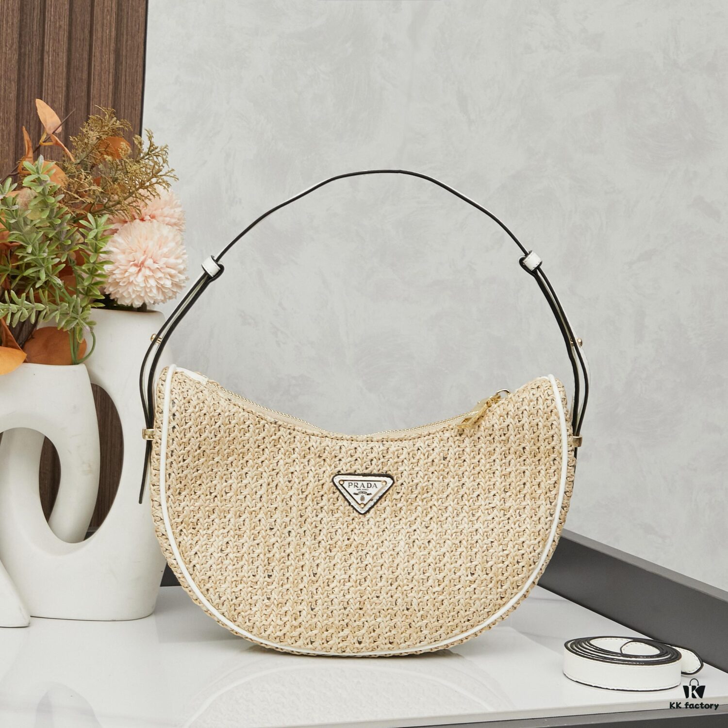 6930b7706e68136f4d9ae1bc Prada Woven Straw Hobo Bag with Box