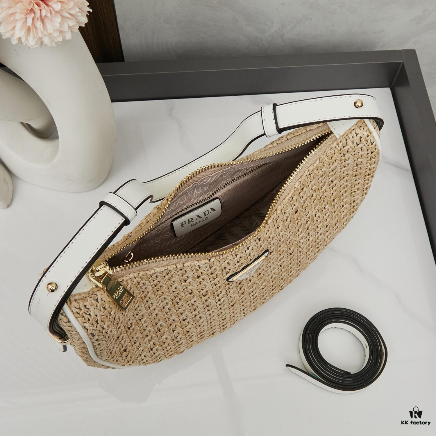 6930b7776e68136f4d9ae1c4 Prada Woven Straw Hobo Bag with Box
