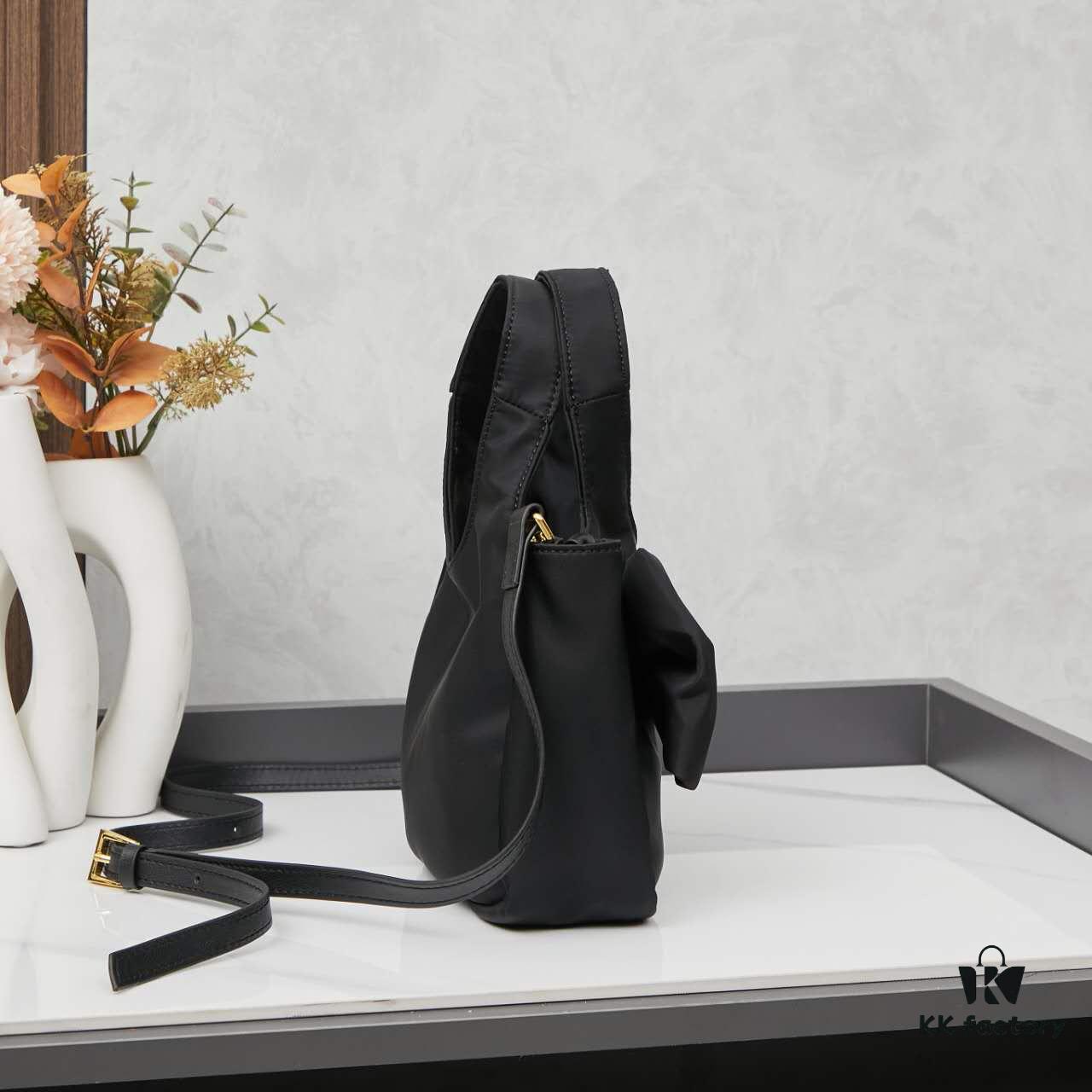 PRADA Bow Basket Bag in Recycled Nylon with Box