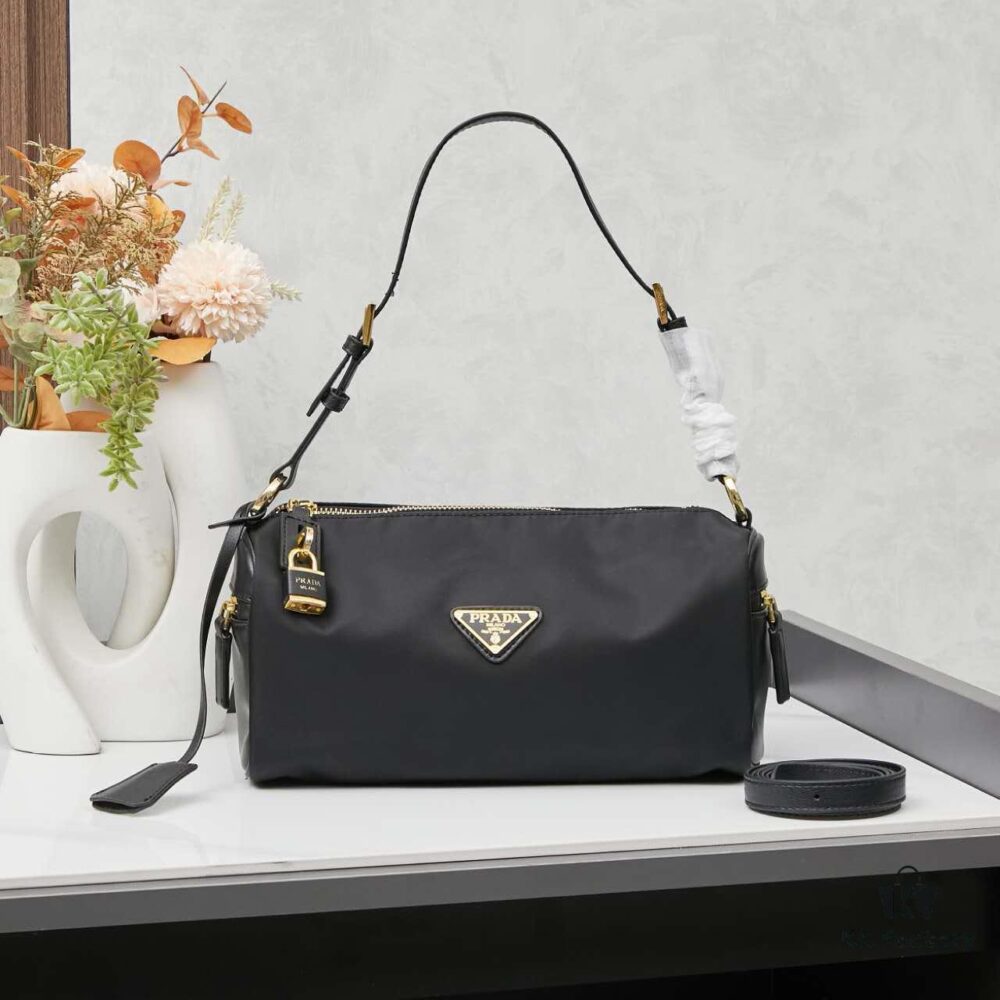 With Box, PRADA 2024 Fall/Winter Black Padlock Shoulder Bag