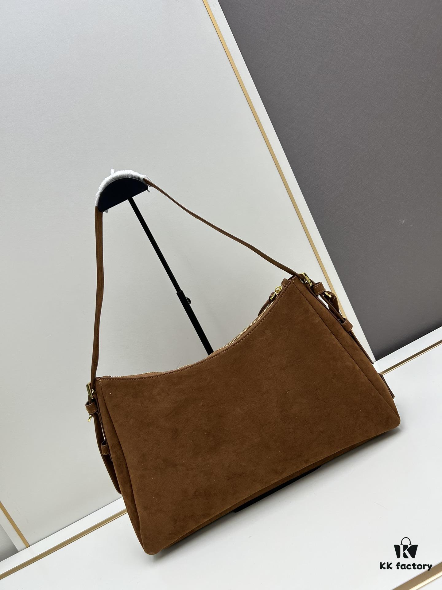 6930b7ae6e68136f4d9ae22a Prada Suede Underarm New Bag | Prada Aimee Bag 2024 Fall/Winter Collection Model 2460 with Box, Size 37x24x9
