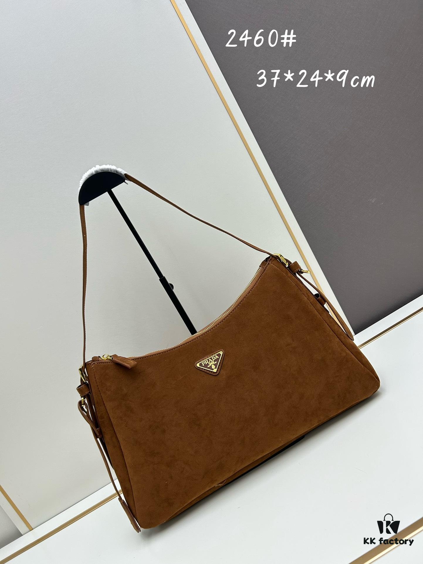 6930b7ae6e68136f4d9ae22b Prada Suede Underarm New Bag | Prada Aimee Bag 2024 Fall/Winter Collection Model 2460 with Box, Size 37x24x9