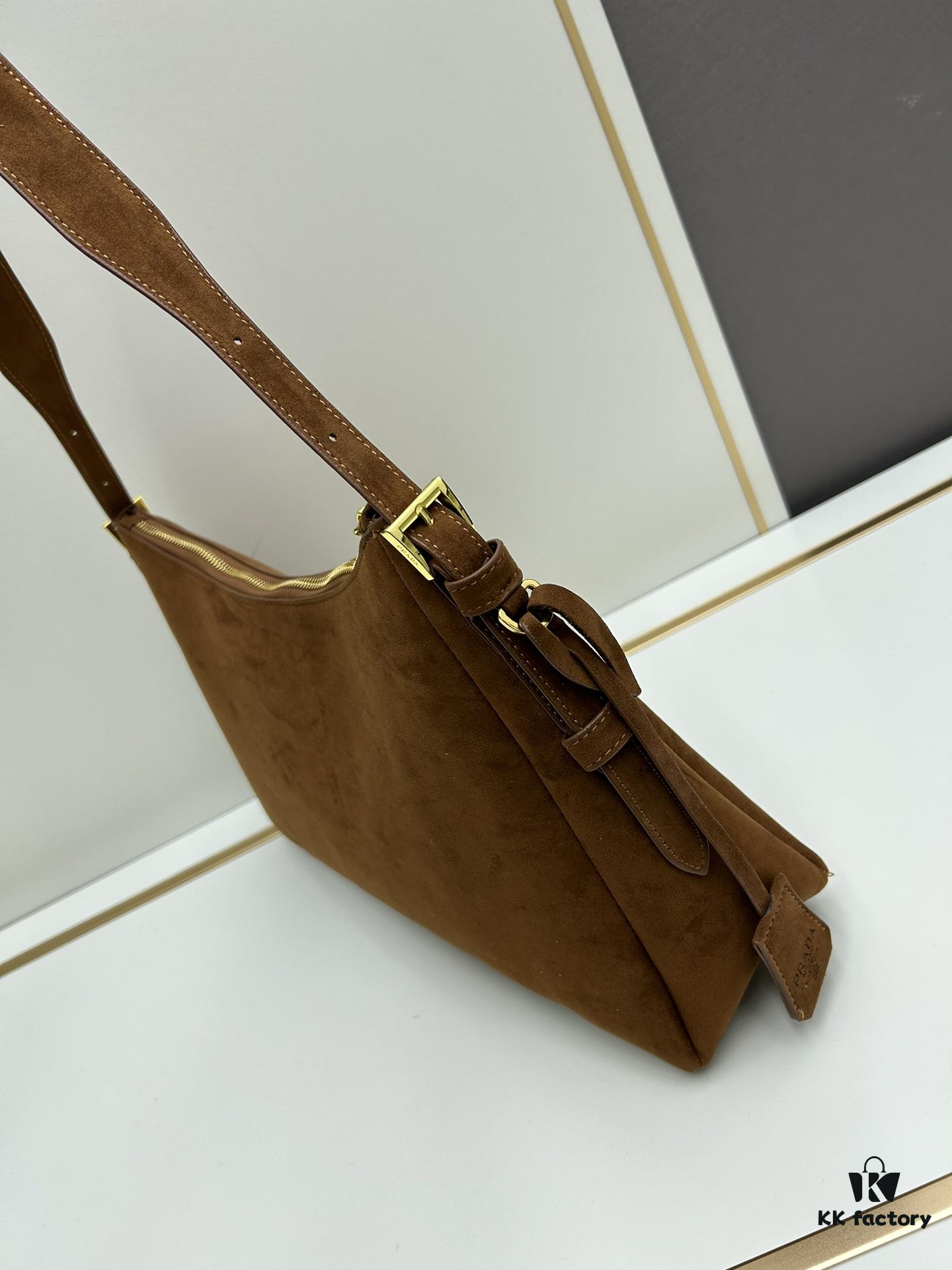 6930b7b06e68136f4d9ae22d Prada Suede Underarm New Bag | Prada Aimee Bag 2024 Fall/Winter Collection Model 2460 with Box, Size 37x24x9