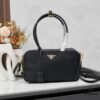 6930b7b86e68136f4d9ae23b Prada 2024 Fall/Winter Black Re-Nylon and Leather Lock Detail Shoulder Bag