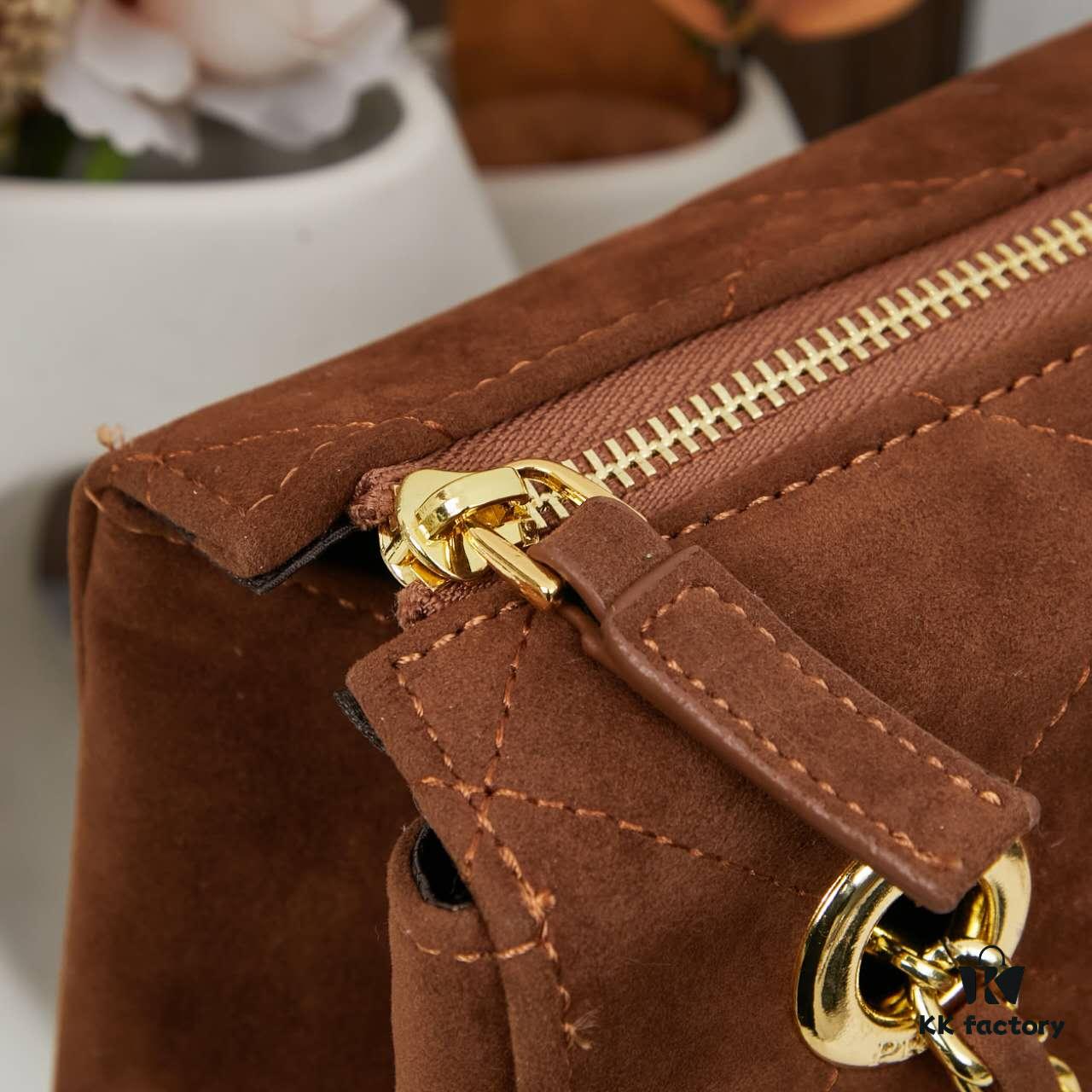 6930b7c26e68136f4d9ae24f Prada Brown Suede Chain Shoulder Bag with Box - Daily Vintage