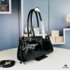 6930b7d76e68136f4d9ae271 PRADA New Arrival: Vintage Style Top-Grain Leather Handbag in Black Waxed Finish, Model No. 426