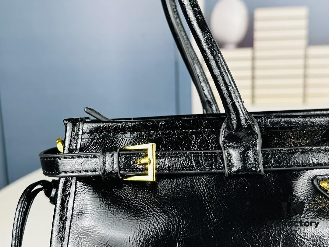 6930b7d86e68136f4d9ae273 PRADA New Arrival: Vintage Style Top-Grain Leather Handbag in Black Waxed Finish, Model No. 426