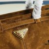 Matte Finish, Size 32x15x11, Model No. 2452 [PRADA New Arrival] Retro-Style Black Waxed Leather Handbag