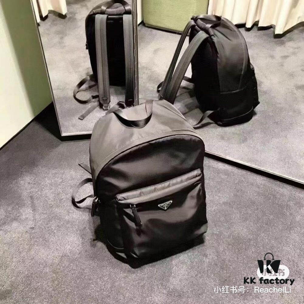 6930b8096e68136f4d9ae2cf Prada Men's Black Parachute Nylon Backpack, Stylish Design with Inverted Triangle Logo, Lightweight, Spacious and Waterproof