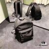 Prada Men's Black Parachute Nylon Backpack, Stylish Design with Inverted Triangle Logo, Lightweight, Spacious and Waterproof