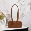 6930b8186e68136f4d9ae2e8 Vintage Prada Suede Bag with Box and Long Handle, Retro Merlot Style