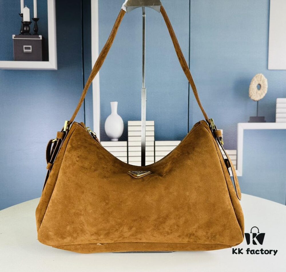 6930b82a6e68136f4d9ae30f Prada Suede Underarm New Bag | Prada Aimee Bag 2024 Fall/Winter Collection Model No. 2460 with Box, Size 37x24x9