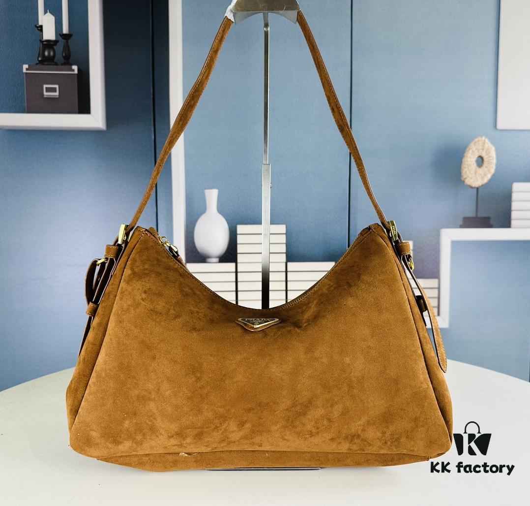 6930b82a6e68136f4d9ae30f Prada Suede Underarm New Bag | Prada Aimee Bag 2024 Fall/Winter Collection Model No. 2460 with Box, Size 37x24x9