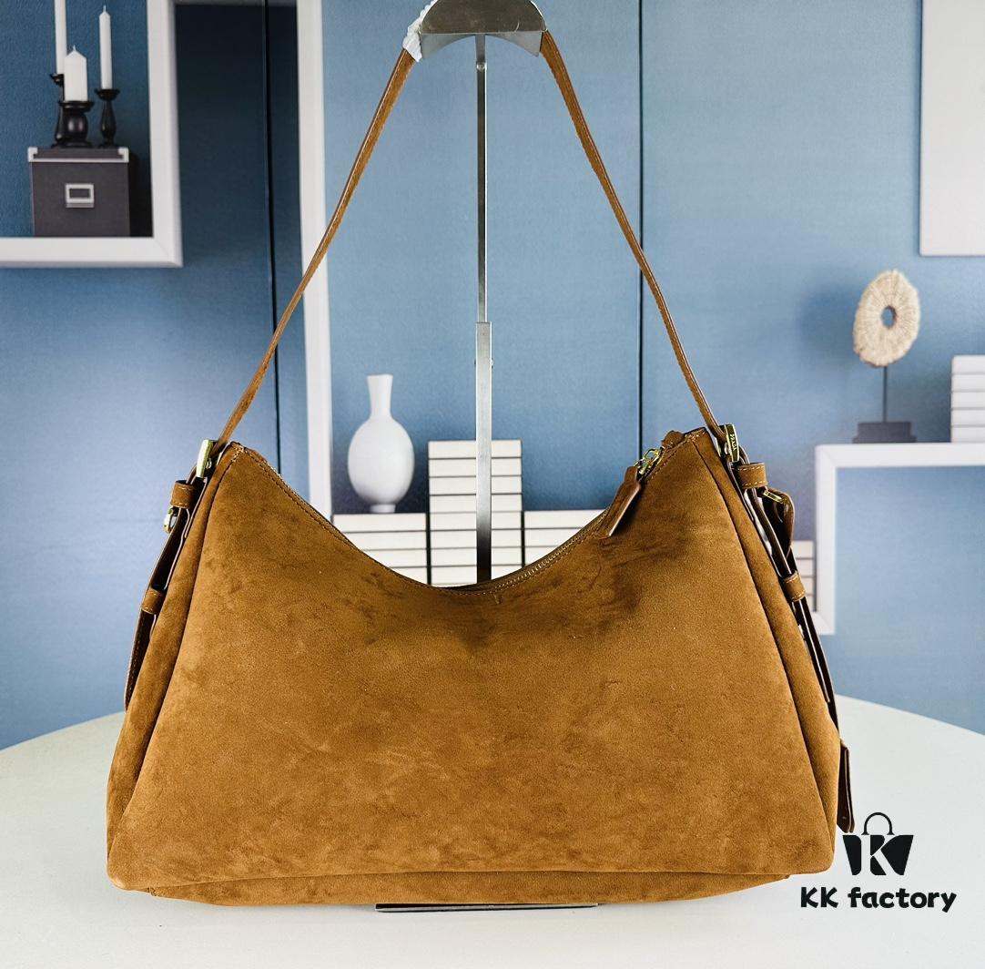 6930b82e6e68136f4d9ae312 Prada Suede Underarm New Bag | Prada Aimee Bag 2024 Fall/Winter Collection Model No. 2460 with Box, Size 37x24x9