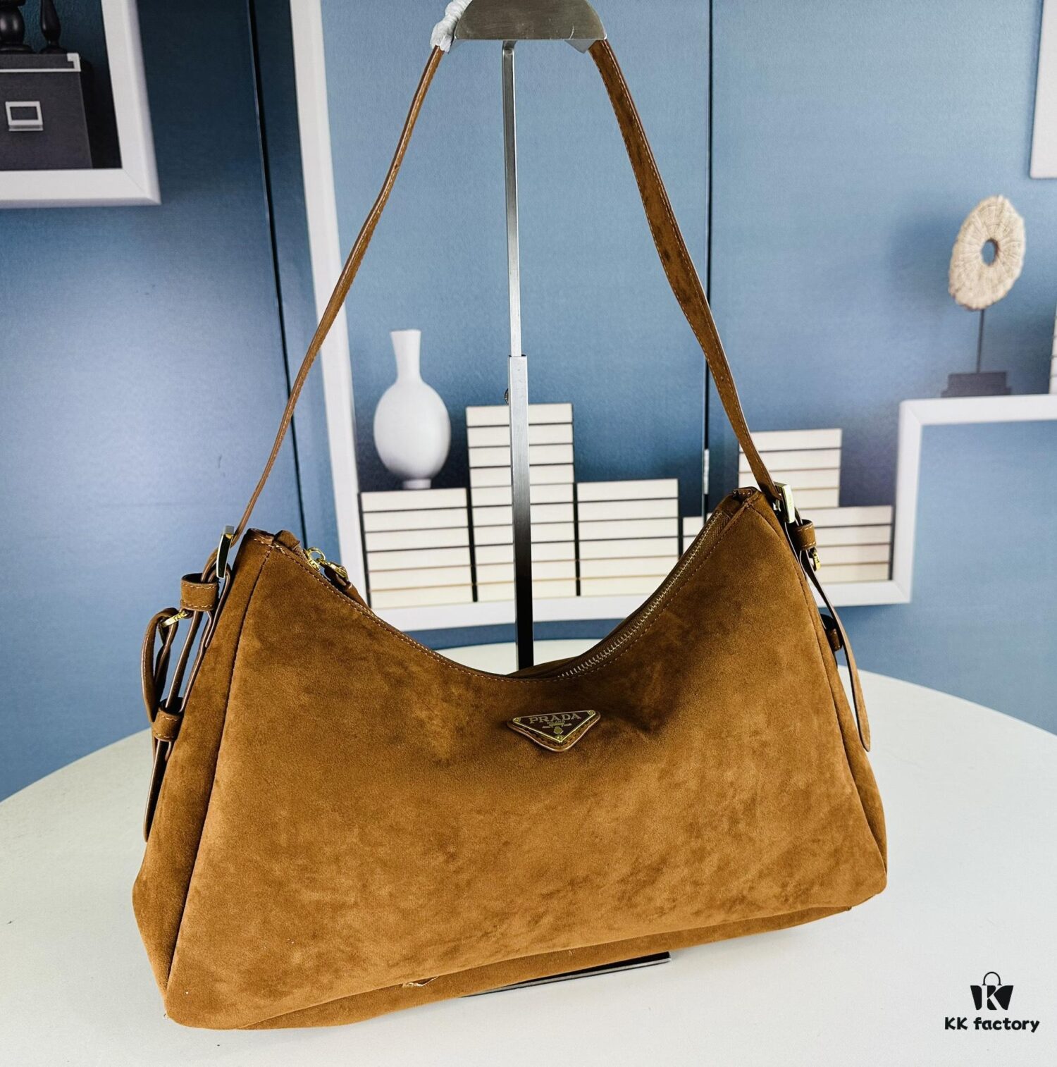 6930b8316e68136f4d9ae31c Prada Suede Underarm New Bag | Prada Aimee Bag 2024 Fall/Winter Collection Model No. 2460 with Box, Size 37x24x9
