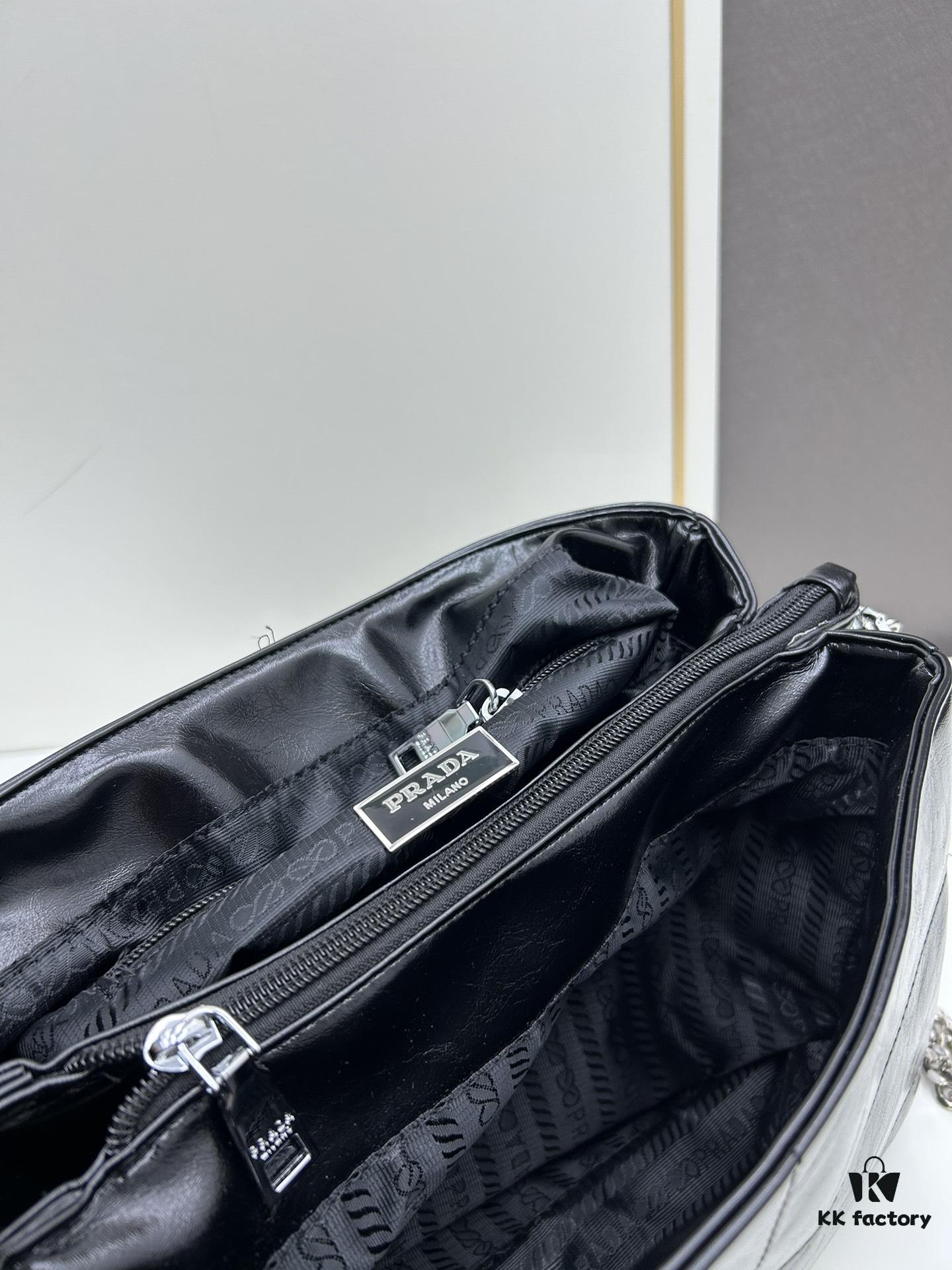 6930b8486e68136f4d9ae342 Prada Re-Edition Shoulder Bag in Black and Silver – Cool Enough to Steal Your Heart!