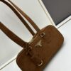 6930b84b6e68136f4d9ae345 Vintage Prada Suede Bag with Box and Long Handle, Retro Merlot Style