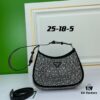 Box Included, Original Order, Factory Custom Leather ♥️ PRADA Launches 2022 Spring/Summer Collection Crystal Hobo Handbag, Premium Calfskin, Inspired by Du Juan, Wen Qi, and Deng Enxi, Lightweight Fashion, Must-Have for Trendsetters