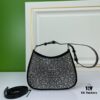 Box Included, Original Order, Factory Custom Leather ♥️ PRADA Launches 2022 Spring/Summer Collection Crystal Hobo Handbag, Premium Calfskin, Inspired by Du Juan, Wen Qi, and Deng Enxi, Lightweight Fashion, Must-Have for Trendsetters