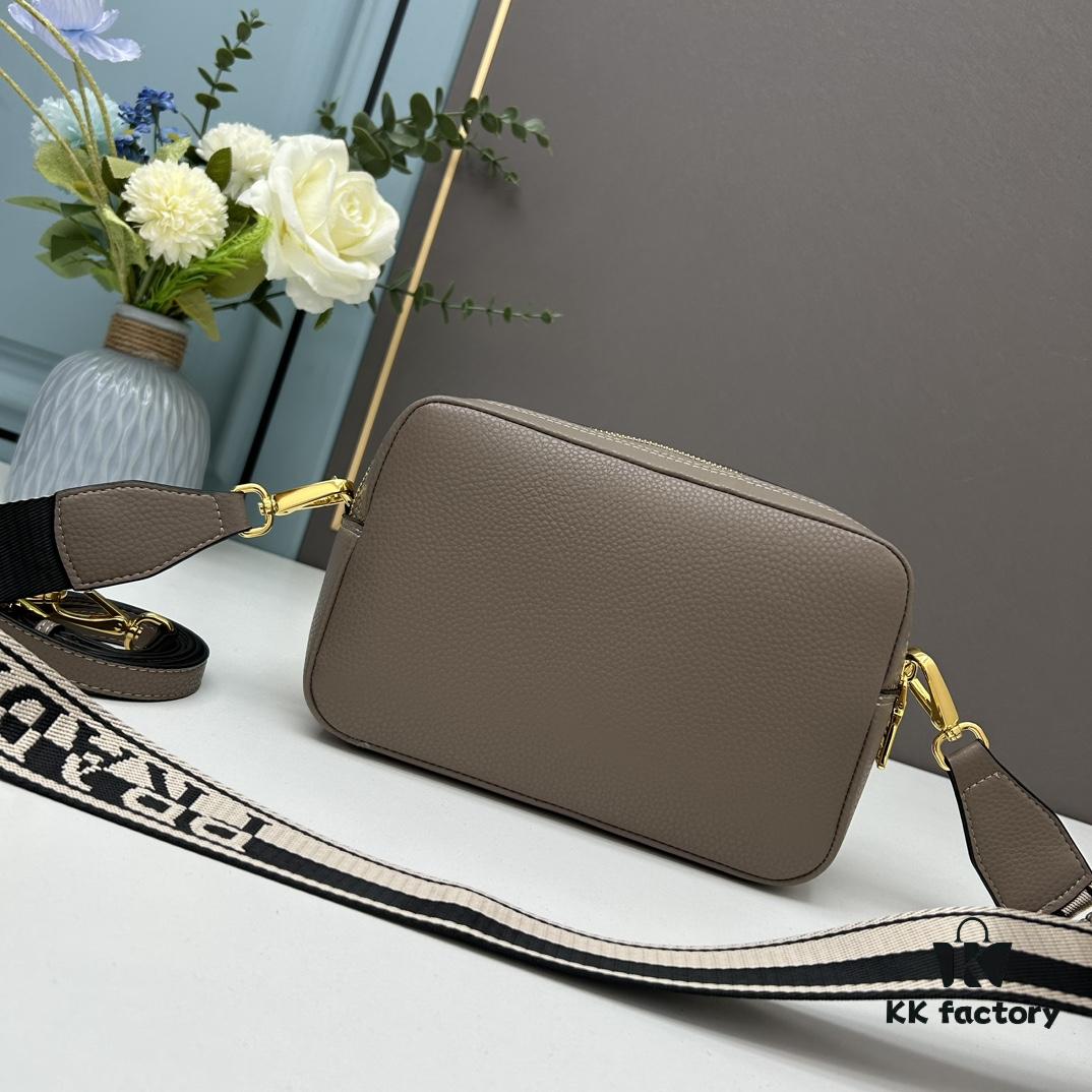 PRADA Double-Strap Camera Bag in Imported Full-Grain Coarse Crocodile Texture Leather