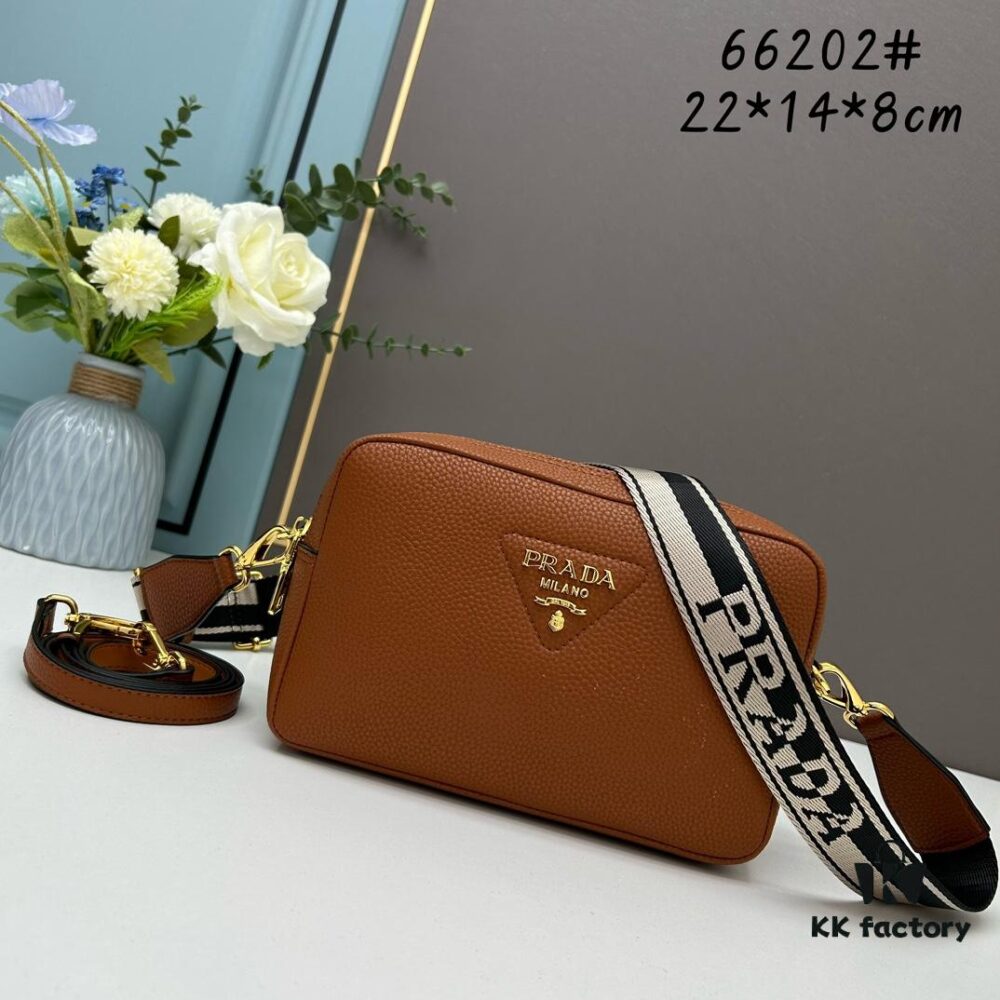 PRADA Double-Strap Camera Bag in Imported Full-Grain Coarse Crispa Calfskin