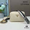 PRADA Double-Strap Camera Bag in Imported Full-Grain Coarse Lychee Leather