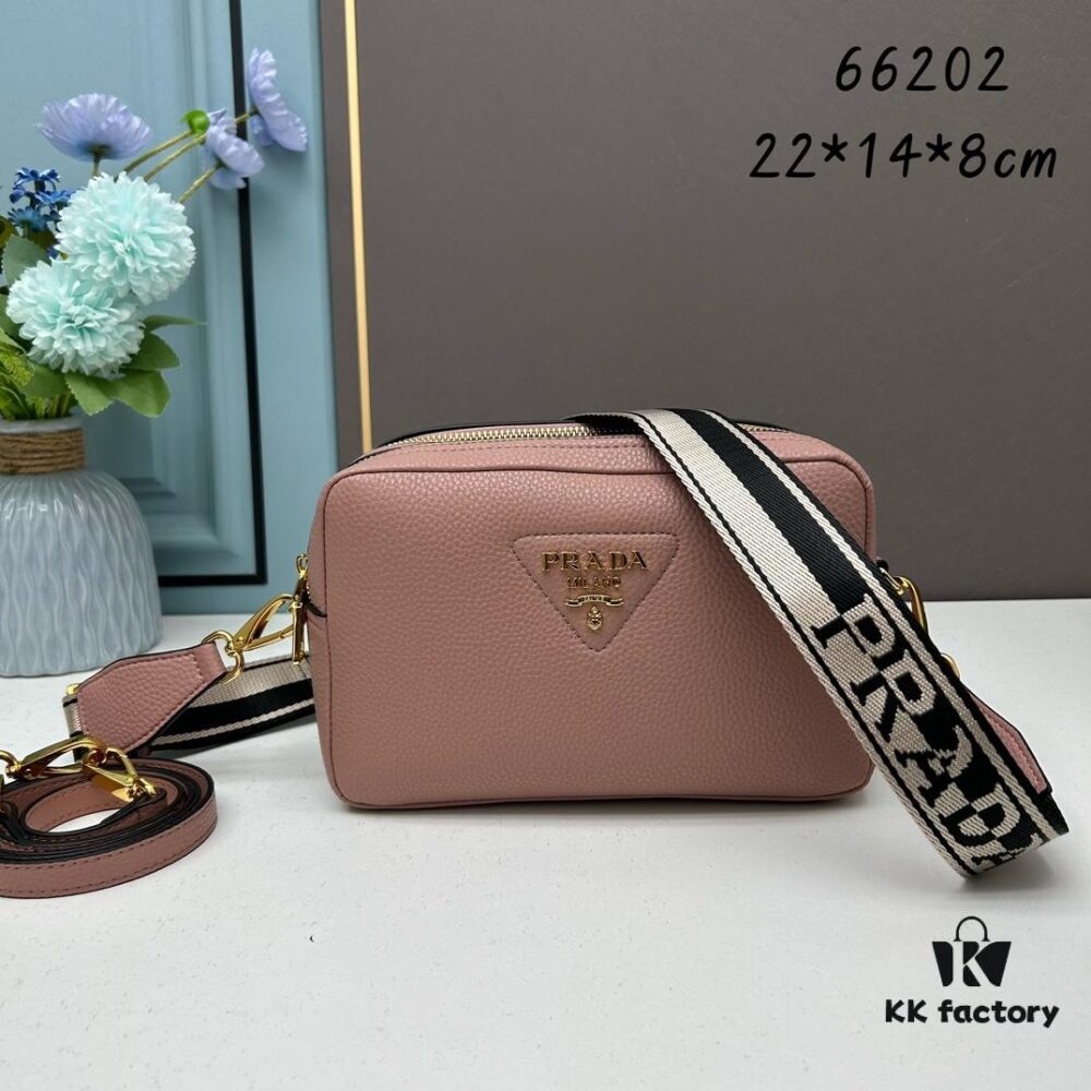 6930b8c56e68136f4d9ae427 PRADA Double-Strap Camera Bag in Imported Full-Grain Coarse Lychee-Textured Cowhide Leather