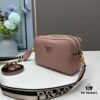 6930b8c56e68136f4d9ae428 PRADA Double-Strap Camera Bag in Imported Full-Grain Coarse Lychee-Textured Cowhide Leather