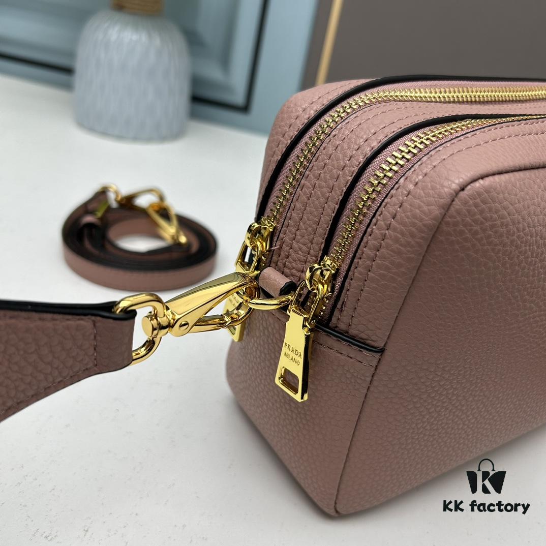 6930b8c66e68136f4d9ae42b PRADA Double-Strap Camera Bag in Imported Full-Grain Coarse Lychee-Textured Cowhide Leather