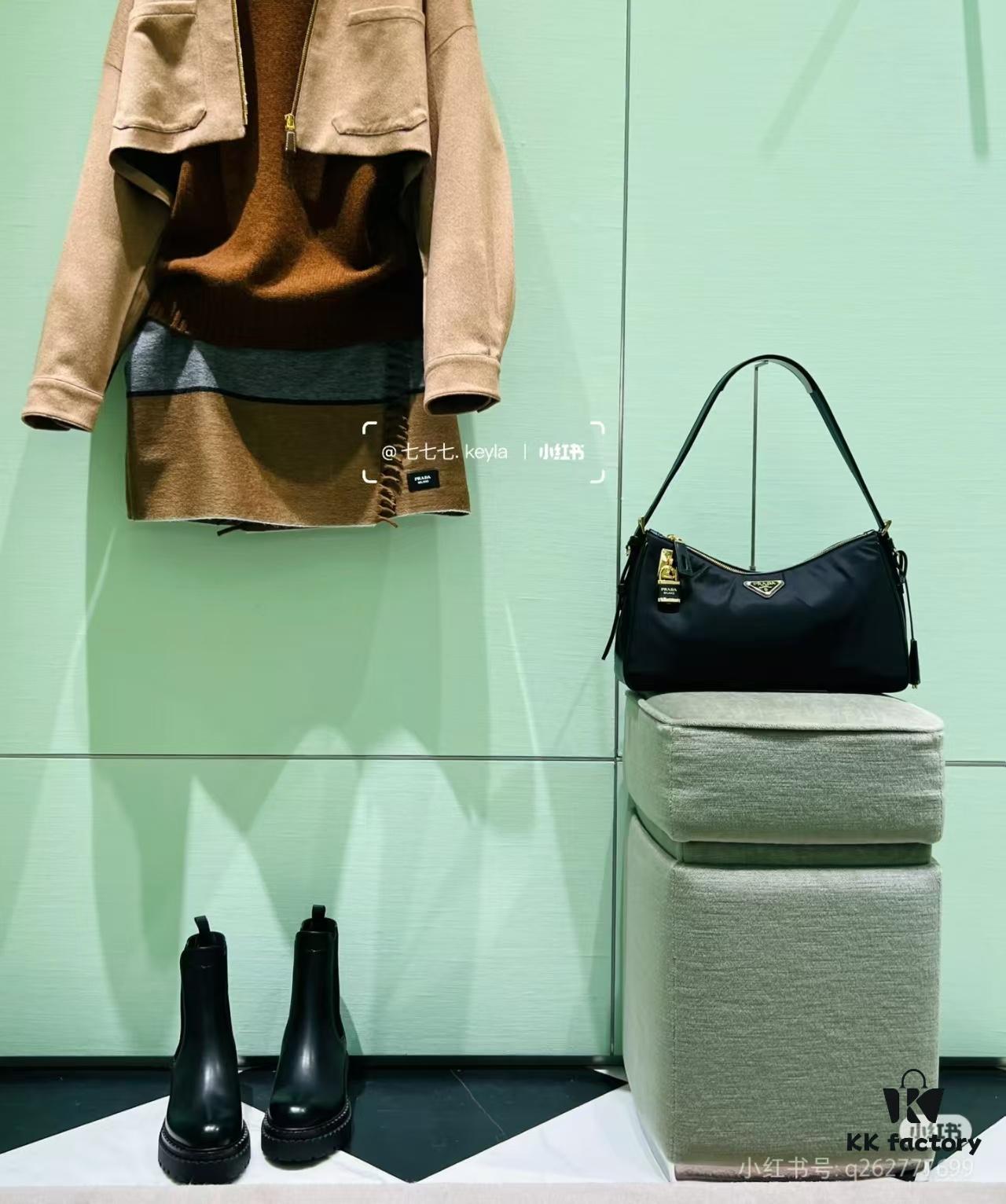 6930b8f66e68136f4d9ae484 PRADA Counter New Arrival (Full Leather Series) - Original Order Quality with Authentic Hardware, Wrinkled Lacquer Cowhide and Suede Shoulder Bag