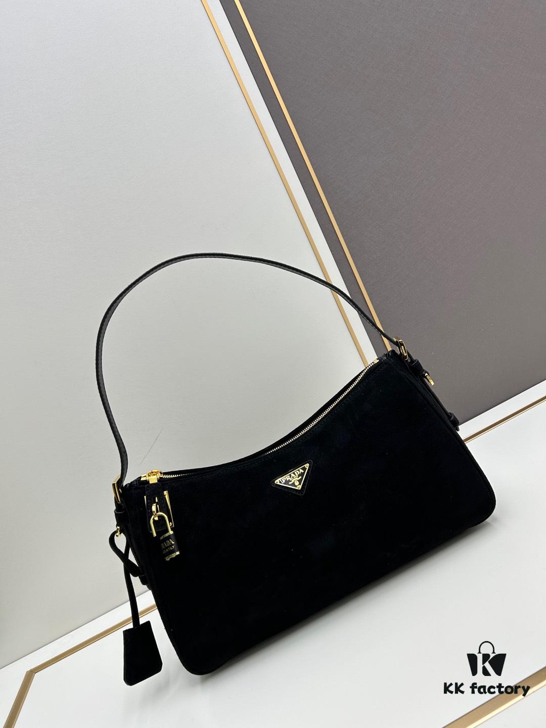 6930b8fa6e68136f4d9ae48a PRADA New Arrival Genuine Leather Shoulder Bag - Full Grain Wrinkled Lacquer Cowhide & Suede with Enamel Triangle Logo