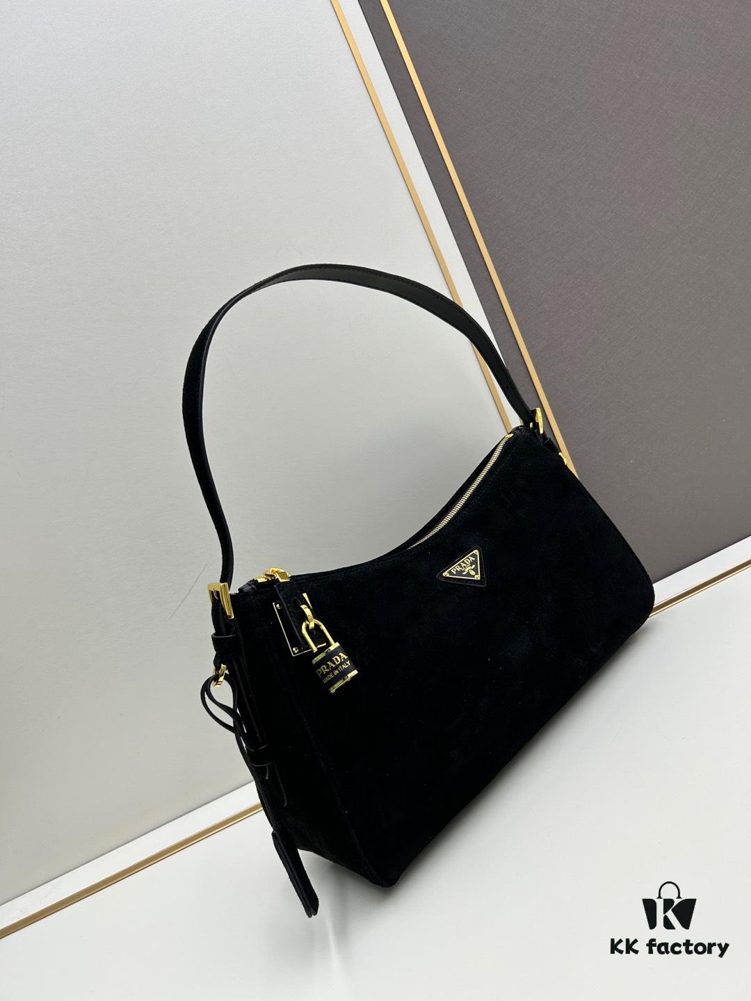 6930b8fa6e68136f4d9ae48b PRADA New Arrival Genuine Leather Shoulder Bag - Full Grain Wrinkled Lacquer Cowhide & Suede with Enamel Triangle Logo