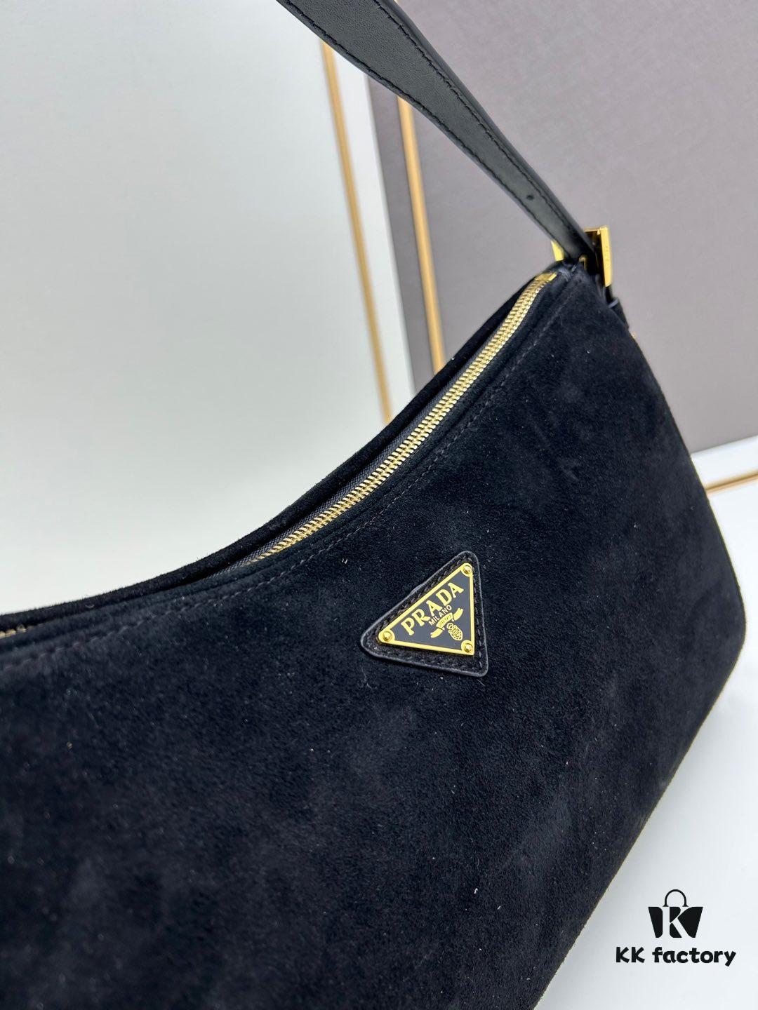 6930b8fc6e68136f4d9ae48f PRADA New Arrival Genuine Leather Shoulder Bag - Full Grain Wrinkled Lacquer Cowhide & Suede with Enamel Triangle Logo