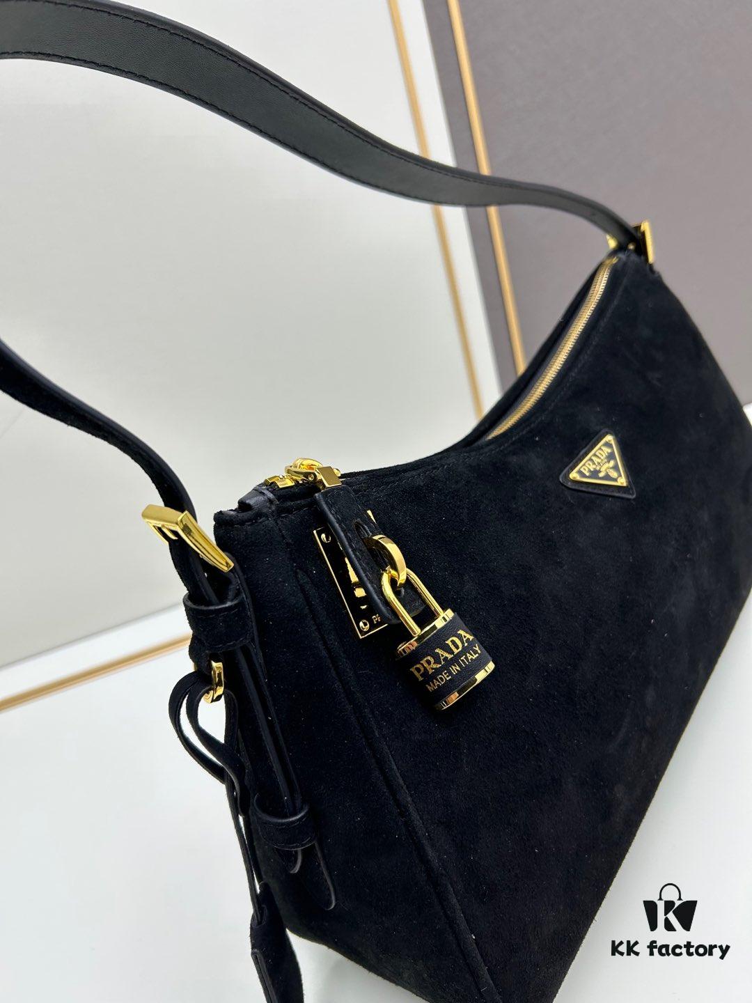 6930b8fc6e68136f4d9ae490 PRADA New Arrival Genuine Leather Shoulder Bag - Full Grain Wrinkled Lacquer Cowhide & Suede with Enamel Triangle Logo