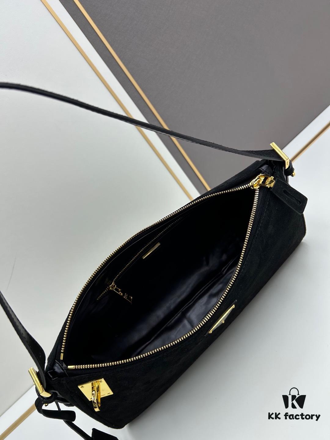 6930b8fc6e68136f4d9ae491 PRADA New Arrival Genuine Leather Shoulder Bag - Full Grain Wrinkled Lacquer Cowhide & Suede with Enamel Triangle Logo