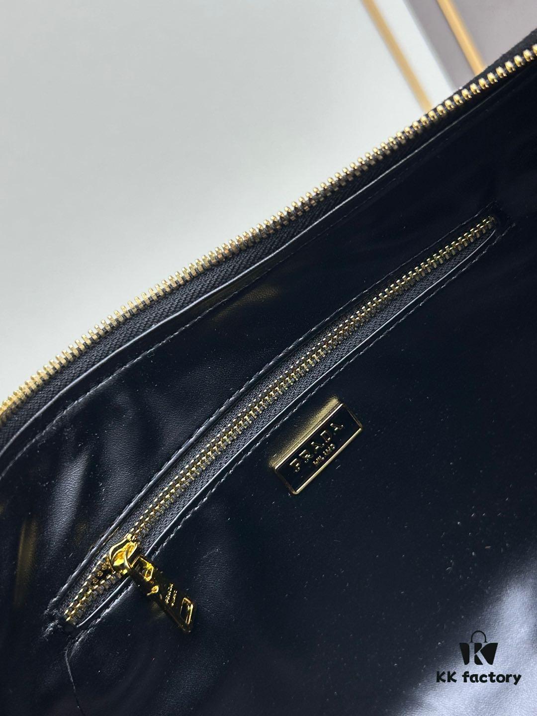 6930b8fd6e68136f4d9ae492 PRADA New Arrival Genuine Leather Shoulder Bag - Full Grain Wrinkled Lacquer Cowhide & Suede with Enamel Triangle Logo