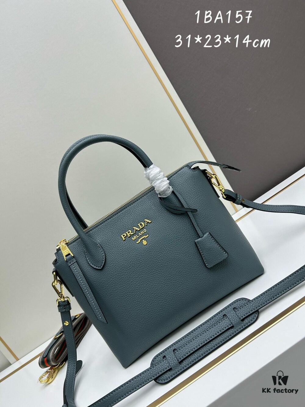 PRADA Classic Reissue Leather Bag with Double Handles and Detachable Adjustable Straps