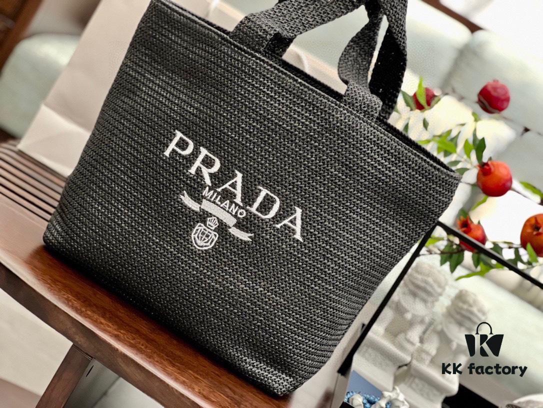 6930b9246e68136f4d9ae4d2 Prada Rattan Woven Bag in Black, Beige, Pink, Blue - Vacation Style Cute Handbag with Triangular Logo
