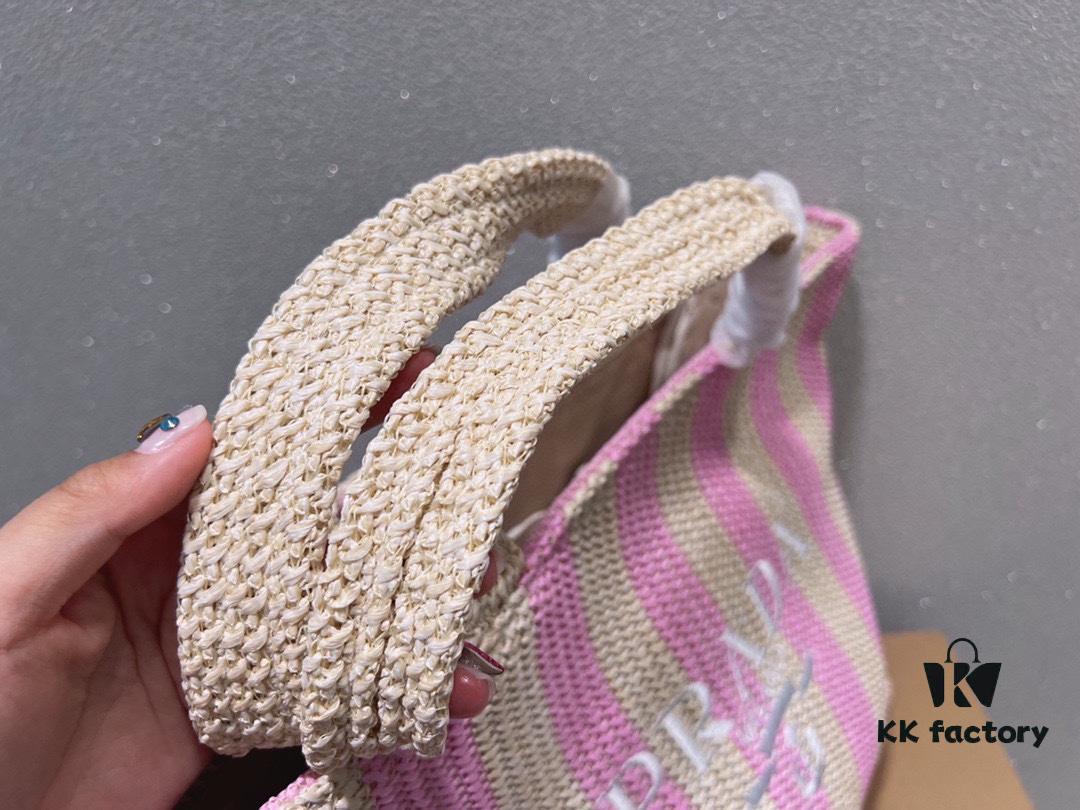 6930b9326e68136f4d9ae4e3 Prada Woven Straw Letter Bag in Black, Beige, Pink, Blue - Vacation Style Cute Handheld Bag with Triangular Logo