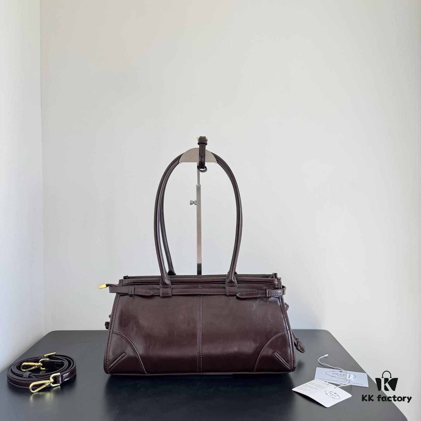 Prada Waxed Calfskin Handheld and Crossbody Bag