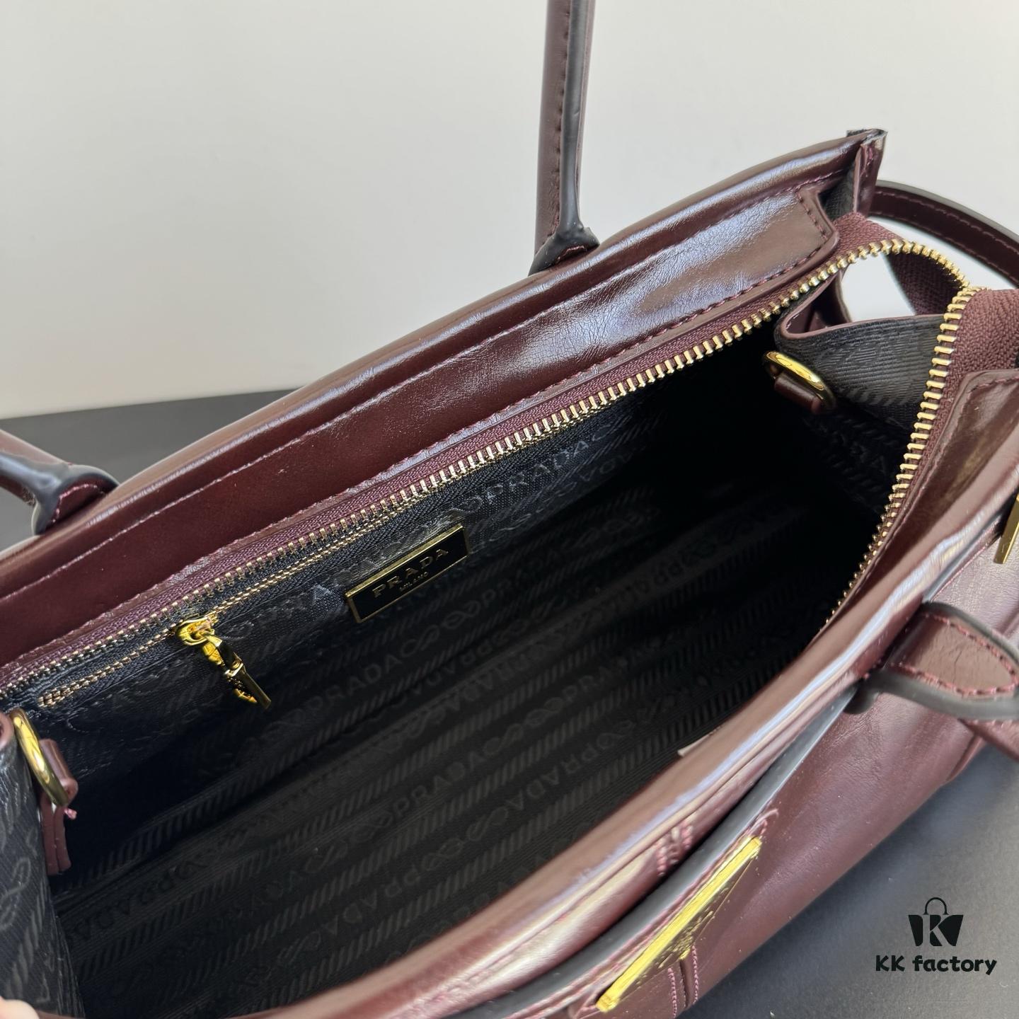Prada Waxed Calfskin Handheld and Crossbody Bag
