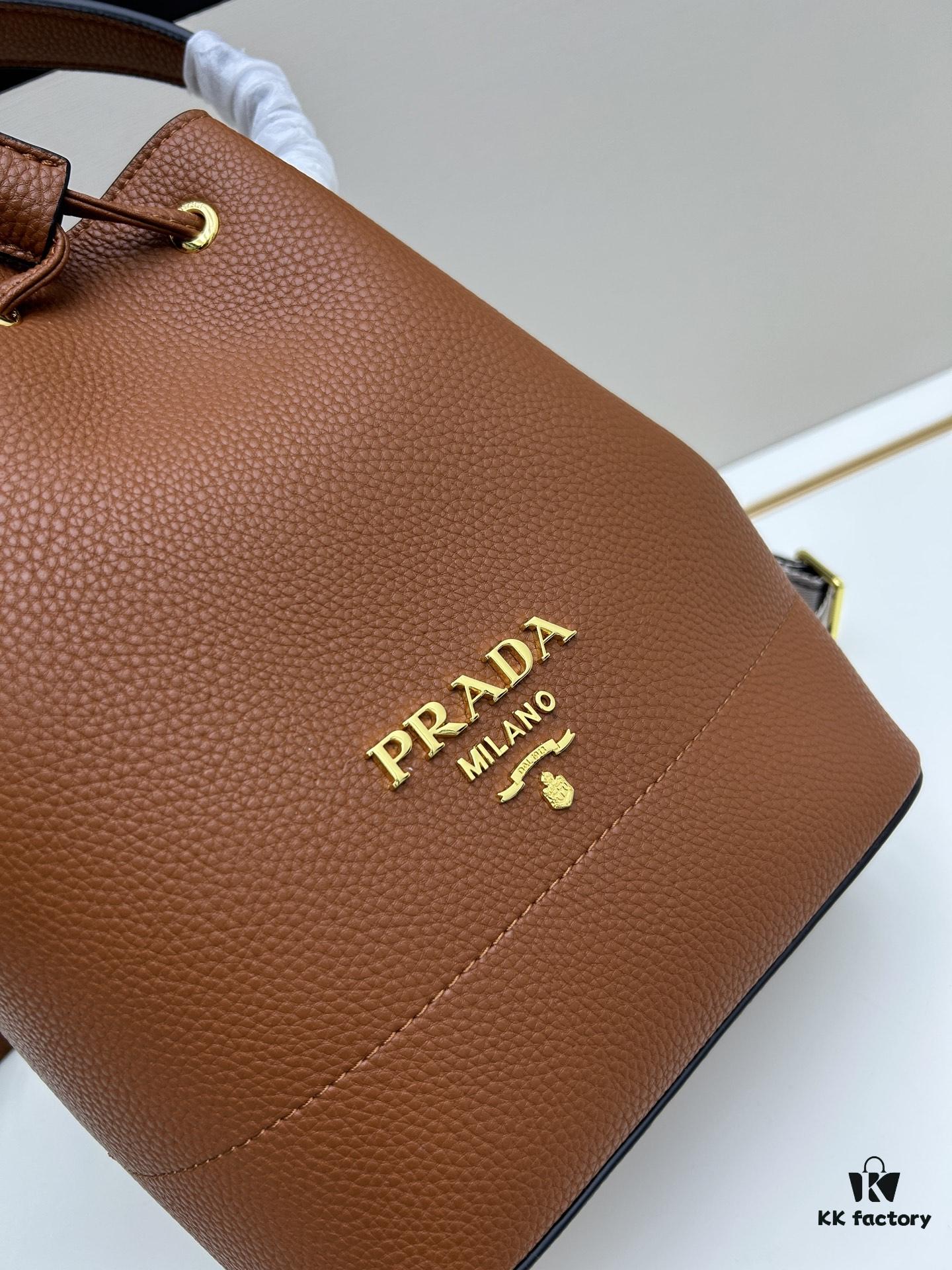 6930b9666e68136f4d9ae536 Prada New Arrival, Calfskin Leather with Pebbled Texture, Comes with Two Shoulder Straps – One Leather Strap and One Colorful Woven Strap for Stylish Versatility