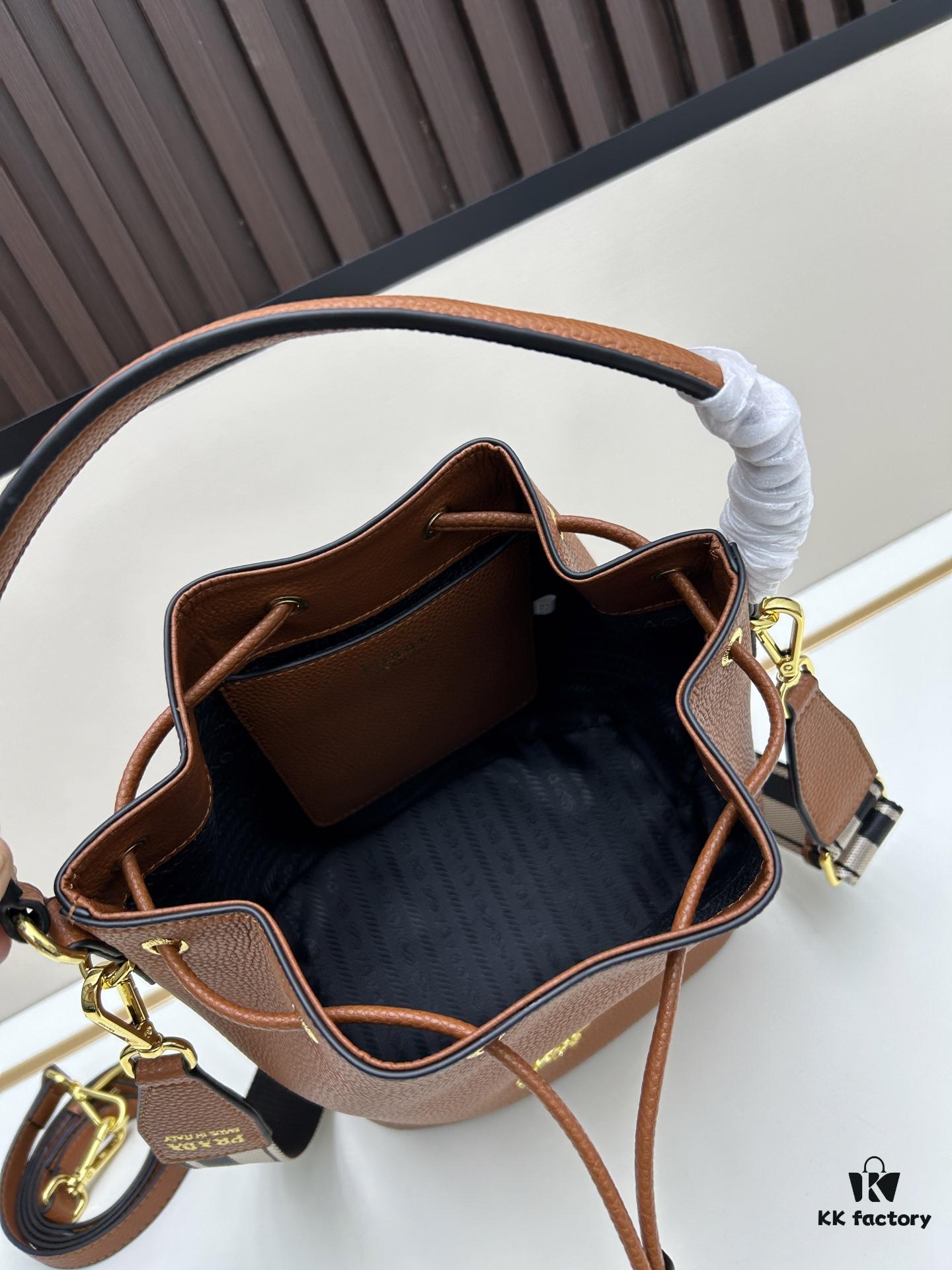 6930b9666e68136f4d9ae537 Prada New Arrival, Calfskin Leather with Pebbled Texture, Comes with Two Shoulder Straps – One Leather Strap and One Colorful Woven Strap for Stylish Versatility