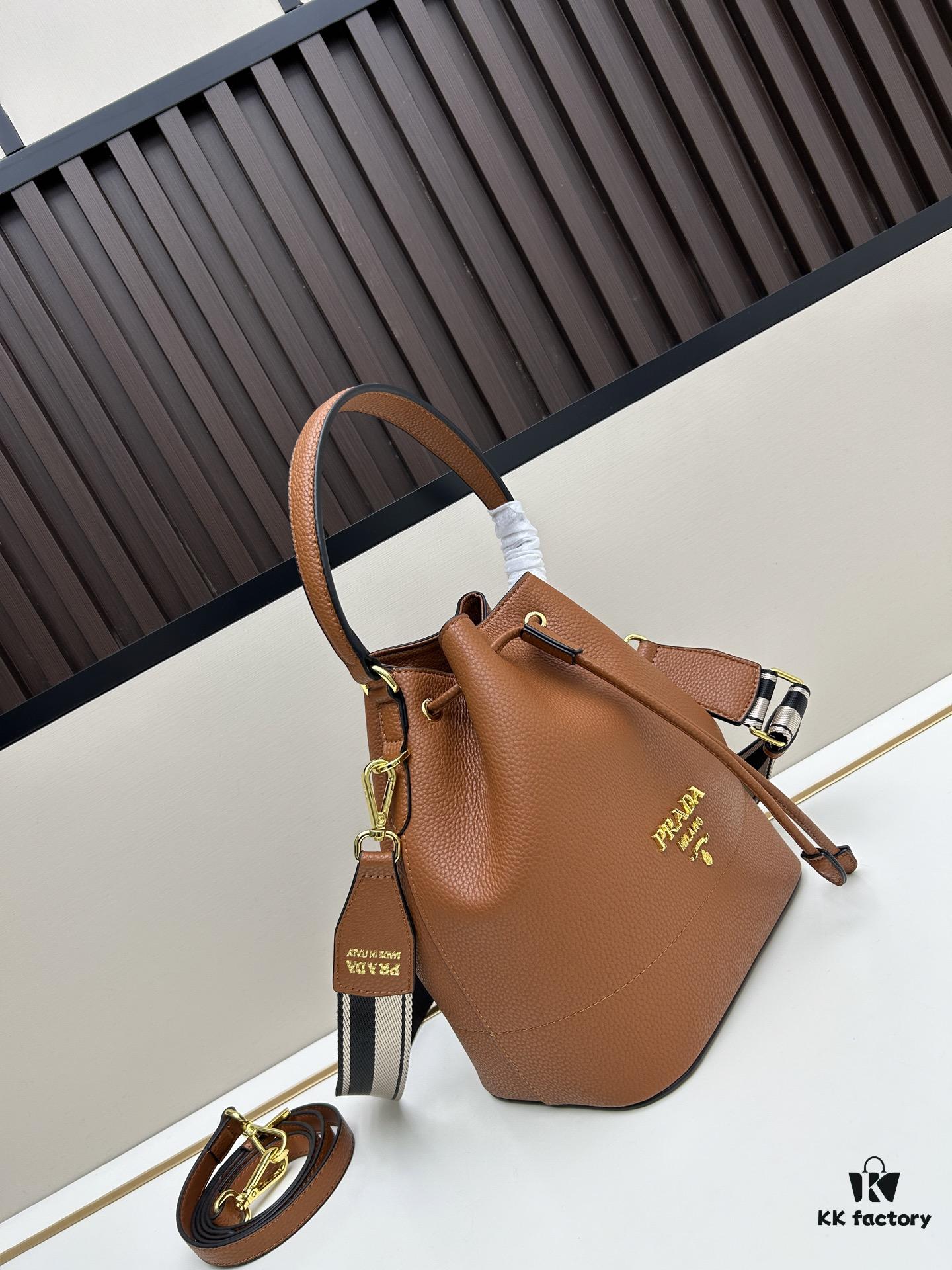 6930b9676e68136f4d9ae538 Prada New Arrival, Calfskin Leather with Pebbled Texture, Comes with Two Shoulder Straps – One Leather Strap and One Colorful Woven Strap for Stylish Versatility